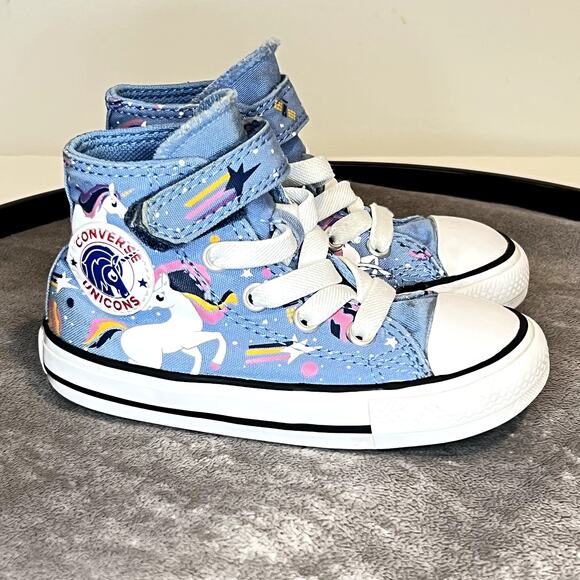 Converse Chuck Taylor All Star Unicorn Canvas Hi-top Girl Size 6 Toddler Blue - Picture 1 of 6